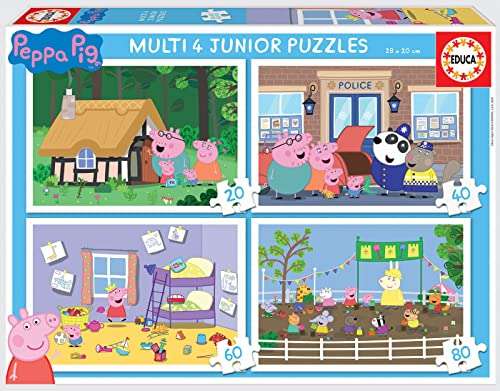 Educa - Peppa Pig. Set de 4 Puzzles Infantiles progresivos de 20 a 80 Piezas