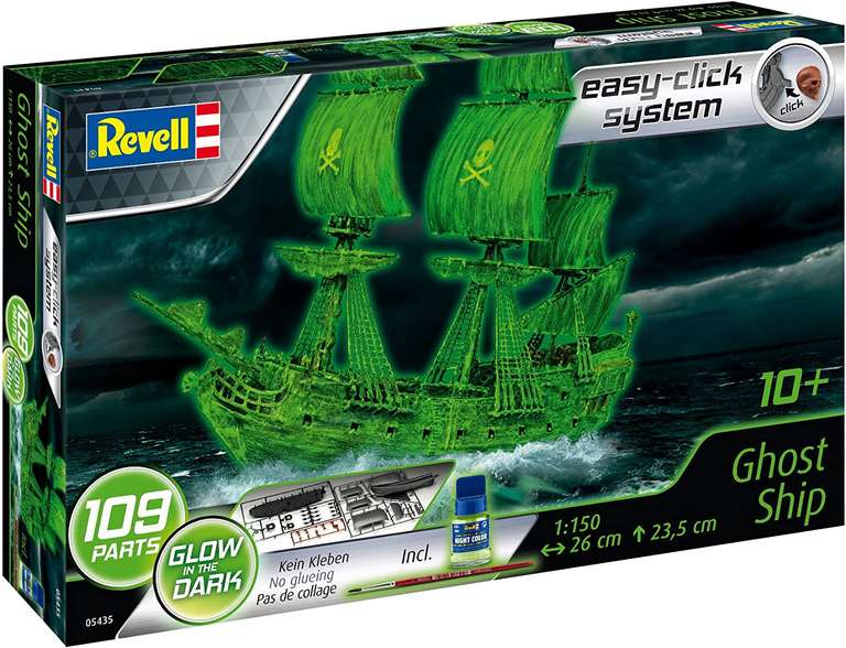 Revell Maqueta Ghost Ship - Brilla en la Oscuridad [Easy Click System, Kit Modello, Escala 1:150 (5435) (05435), 26,0 cm de Largo]