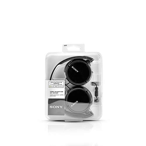 Sony MDR-ZX110AP- Auriculares para Smartphone (Diadema, Mando de Control, Micrófono, 1000 Mw, Android y Iphone), Negro, 20 X 15 X 3,5 cm