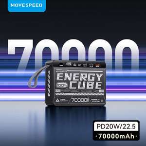 MOVESPEED-Banco de energía Z70, 70000mAh, 22,5 W, 4 puertos, batería externa de carga rápida para iPhone, Switch, portátil
