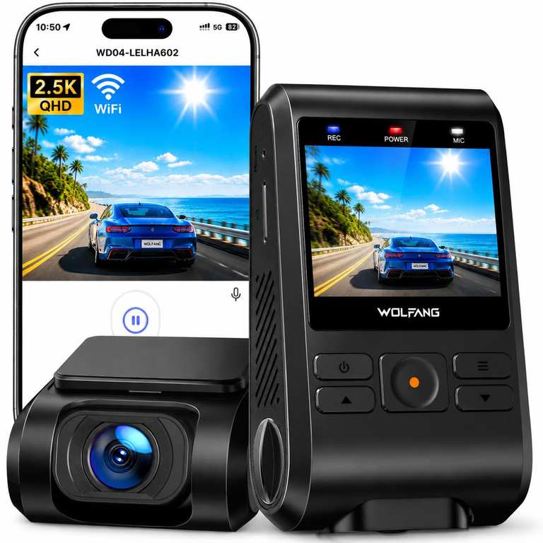 Imagen de Dashcam Coche WOLFANG 2.5K FHD Dob
