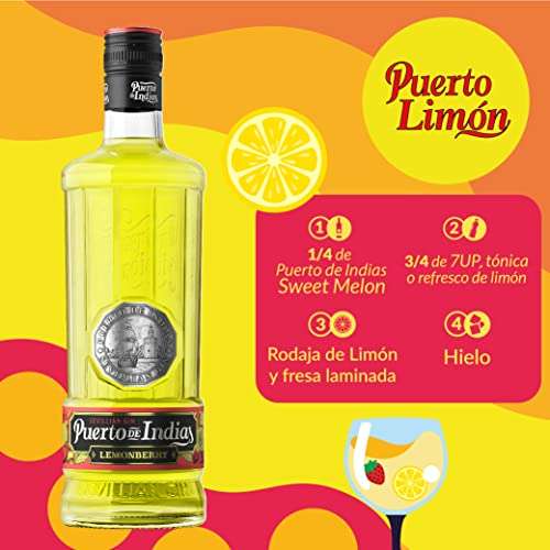 Gin Puerto de Indias - Lemonberry Premium Gin – Ginebra de Limón con toques de Fresa y Mora – 70cl – 37.5%