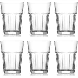 UNISHOP Set de 6 Vasos de Vidrio de Colores, Aptos para Lavavajillas Vasos para Agua y Refrescos de Varios Tamaños