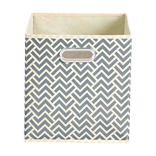 Amazon Basics - Cajas de almacenamiento de tela, con forma de cubo, plegables, con ojales metálicos, 6 unidades, chevrón gris