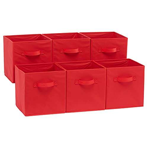 Amazon Basics Foldable Storage Cubes (6 Pack), Red