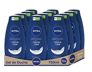 NIVEA Creme Care Gel de Ducha en pack de 12 (12 x 750 ml), gel hidratante corporal con la fragancia de NIVEA Creme.