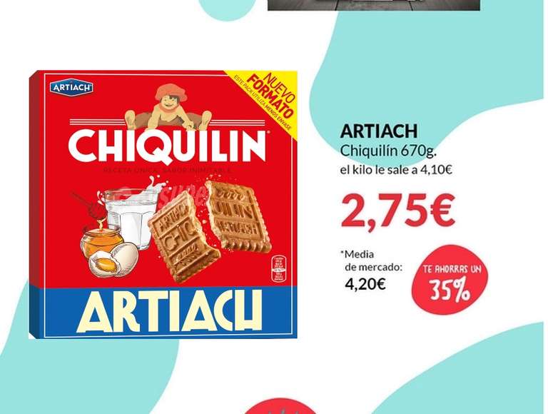 Galletas Artiach Chiquilín caja 670 gr. 2,75€