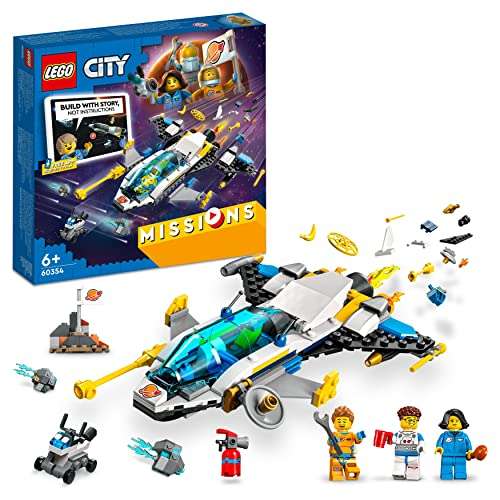 LEGO 60354 City Misiones de Exploración Espacial de Marte, Juguete Digital e Interactivo de Aventuras para Niñ@s de 6 Años o Más, Coche Luna