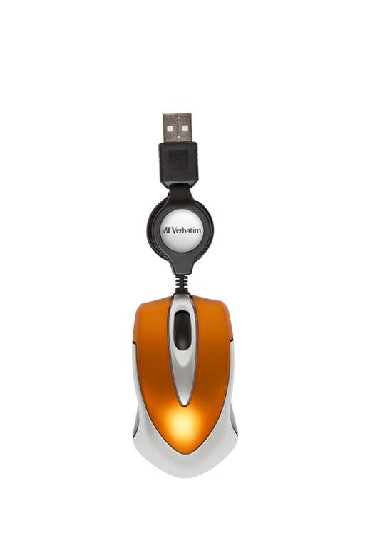Verbatim Go Mini - Ratón (USB, Óptico, Oficina) Naranja
