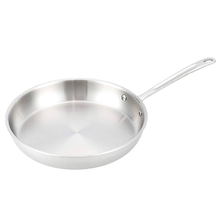 Amazon Basics Sartén de acero inoxidable con tecnología Tri Ply de 3 capas, 30 cm, mango resistente al calor, plateado