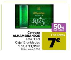 Cerveza Alhambra 1925 - 12x33cl + 7€ en chequeahorro (se quedaría a 1.76 €/L...0,59€ lata)