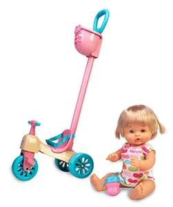 Nenuco - Triciclo, Set de Juguete con muñeco Infantil para Bebe, Accesorios y Triciclo con Ruedas y cinturón,Famosa