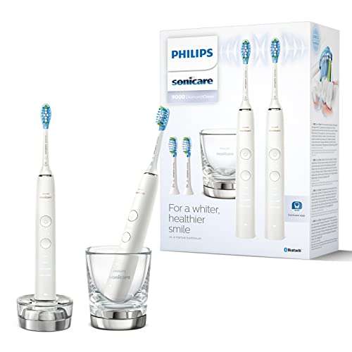 Philips Sonicare DiamondClean Serie 9000 - Pack doble de cepillos de dientes eléctricos sónicos, dientes y encías más limpias,