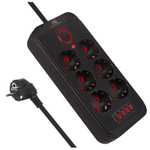 Maclean Regleta MCE389/391 | 6 Conectores 4xUSB 1xUSB-C 2500W | Cable de extensión de Escritorio con Interruptor | Puertos 45° |
