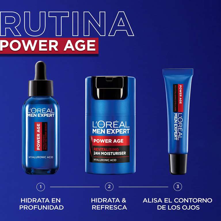 L'Oréal Sérum de Ácido hialurónico para hombre, Para pieles envejecidas, secas y apagadas,compra recurrente