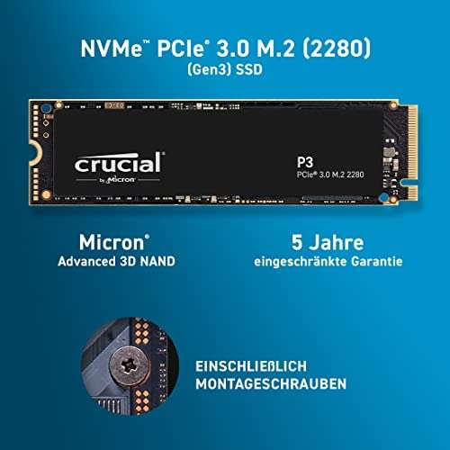 SSD 2TB Crucial P3 M.2 PCIe Gen3 NVMe