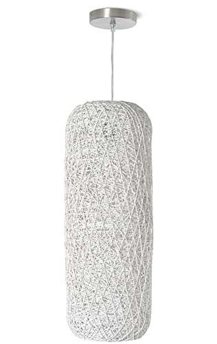 Lámpara colgante blanca de estilo escandinavo, con pantalla trenzada de diámetro de 20 x 100 cm
