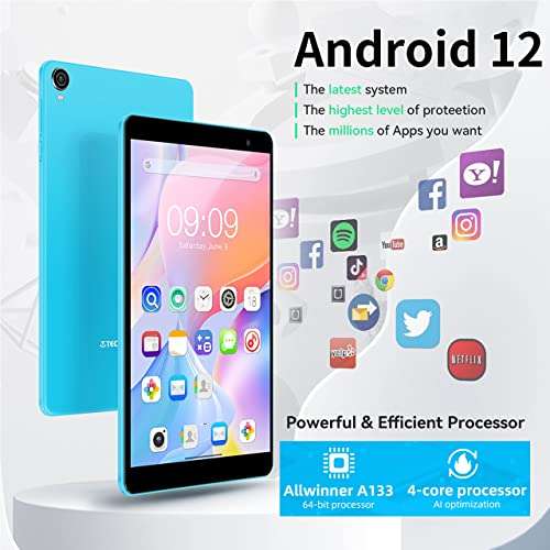 TECLAST Tablet 8 Pulgadas Android 11 WiFi 6 Bluetooth 5.0 P80T 3GB RAM 32GB ROM (TF 512GB) HD 1280 * 800 Quad Core 1.6GHz Cámara Doble, Azul