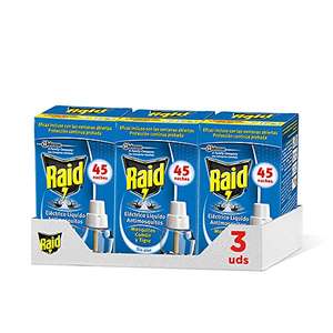 Raid - Recambio para difusor eléctrico anti mosquitos comunes y tigre, 3 x 45 noches (Pack 3 recambios, 135 noches)