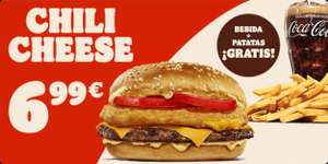 Menú pequeño Chili Cheese (1 carne) por 6,99€ (en Baleares 7,49€) en Burger King (leer descripción)