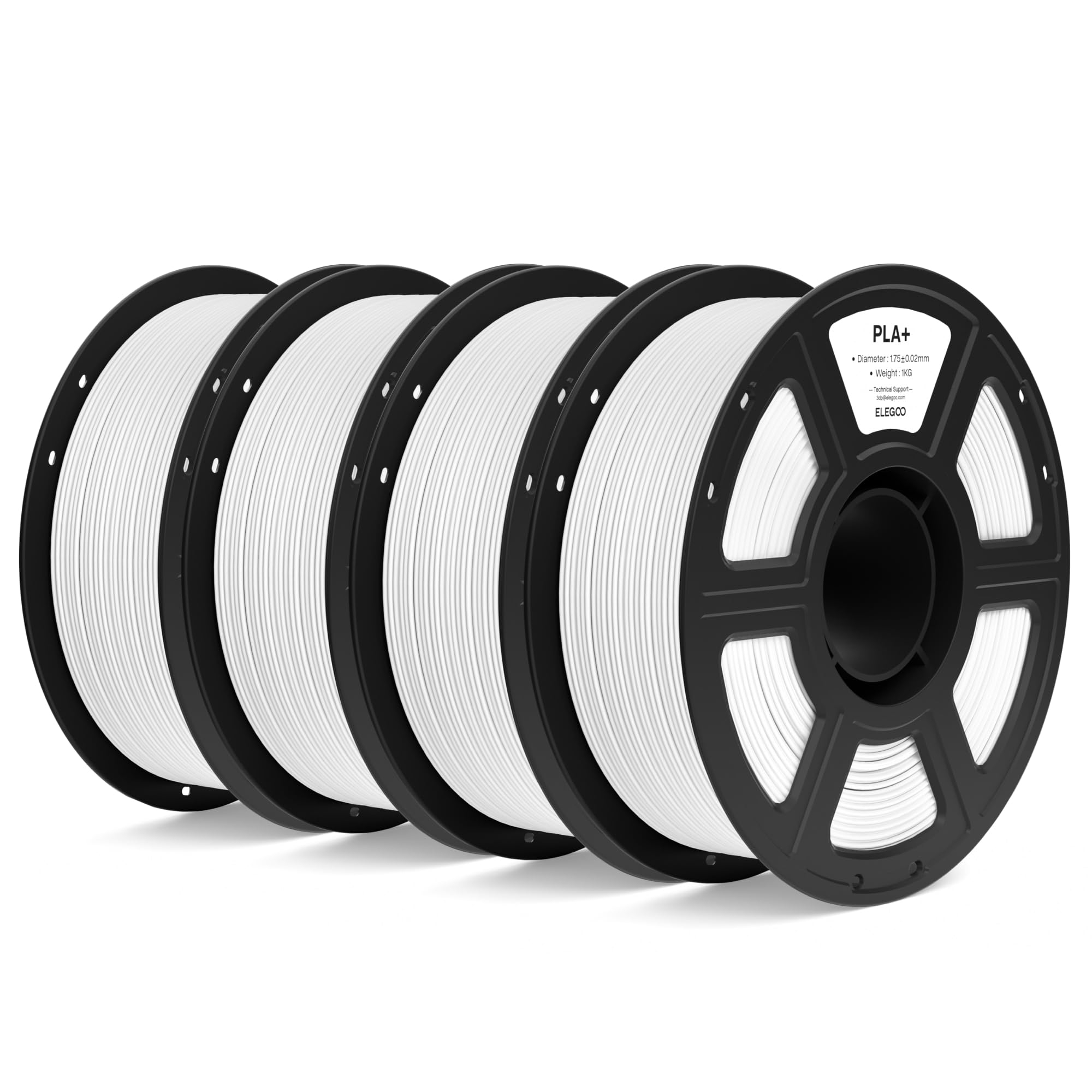 ELEGOO Filamento PLA+ 1.75 4KG Blanco PLA Plus para Impresora 3D, Precisión Dimensional +/- 0.02mm, Carrete de Filamento 3D