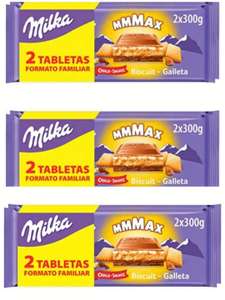 6 TABLETAS Milka MMMAX Choco Swing, Choco Leche con Galleta, Relleno de Crema de Leche y Relleno de Crema de Cacao 3x 2 x 300g. 1'94€/ud