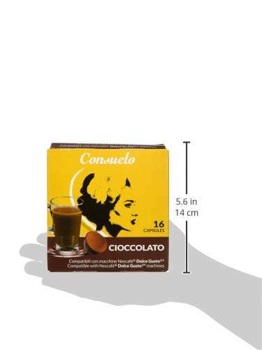Consuelo, Cioccolato,cápsulas compatibles con cafetera Dolce Gusto, 96 unidades (16x6) (compra recurrente)