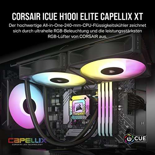 Corsair iCUE H100i RGB ELITE - Refrigeración líquida (Zócalos LGA 1700, 1200, 115X, 2066 y AM4)
