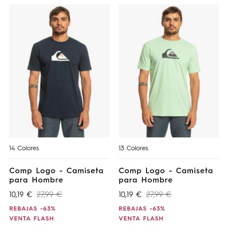 Camisetas hombre Quiksilver a 10,19€ (Venta flash)