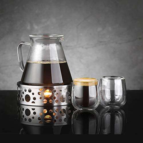 glastal 100ml*4 Tazas de Café de Cristal,Vasos de Espresso de Doble Pared Transparente, de Vidrio Borosilicato