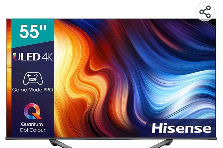 Hisense (Full array) ULED 55U7HQ (55 Pulgadas) 600-nit 4K HDR10+, 120 Hz, Dolby Vision IQ, Disney+, Freeview Play, Alexa Built-in, HDMI 2.1