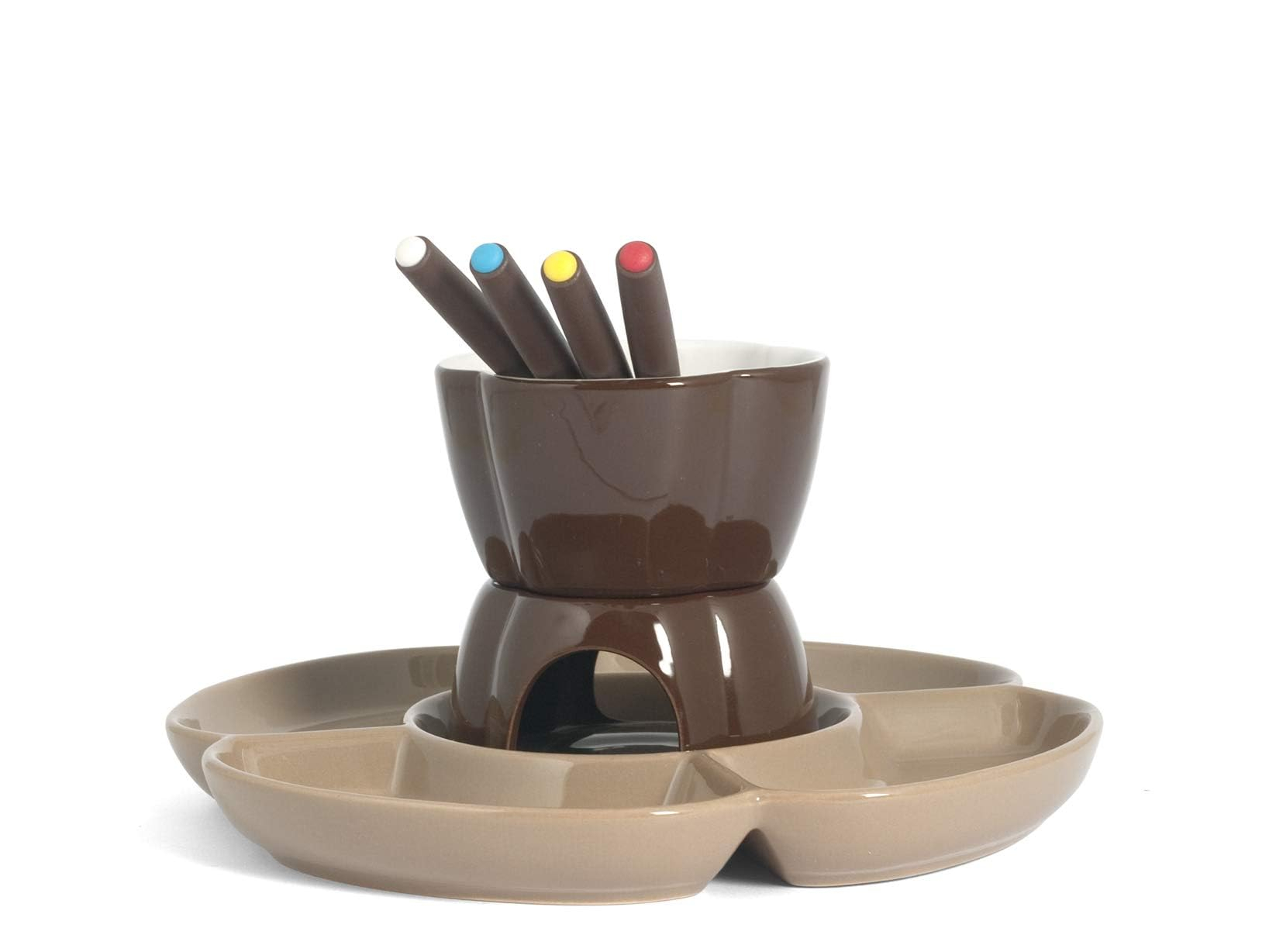 HOME 723544 Chocolat Juego de Fondue de Chocolate de Cerámica 7 Piezas Marrón (producto nuevo)