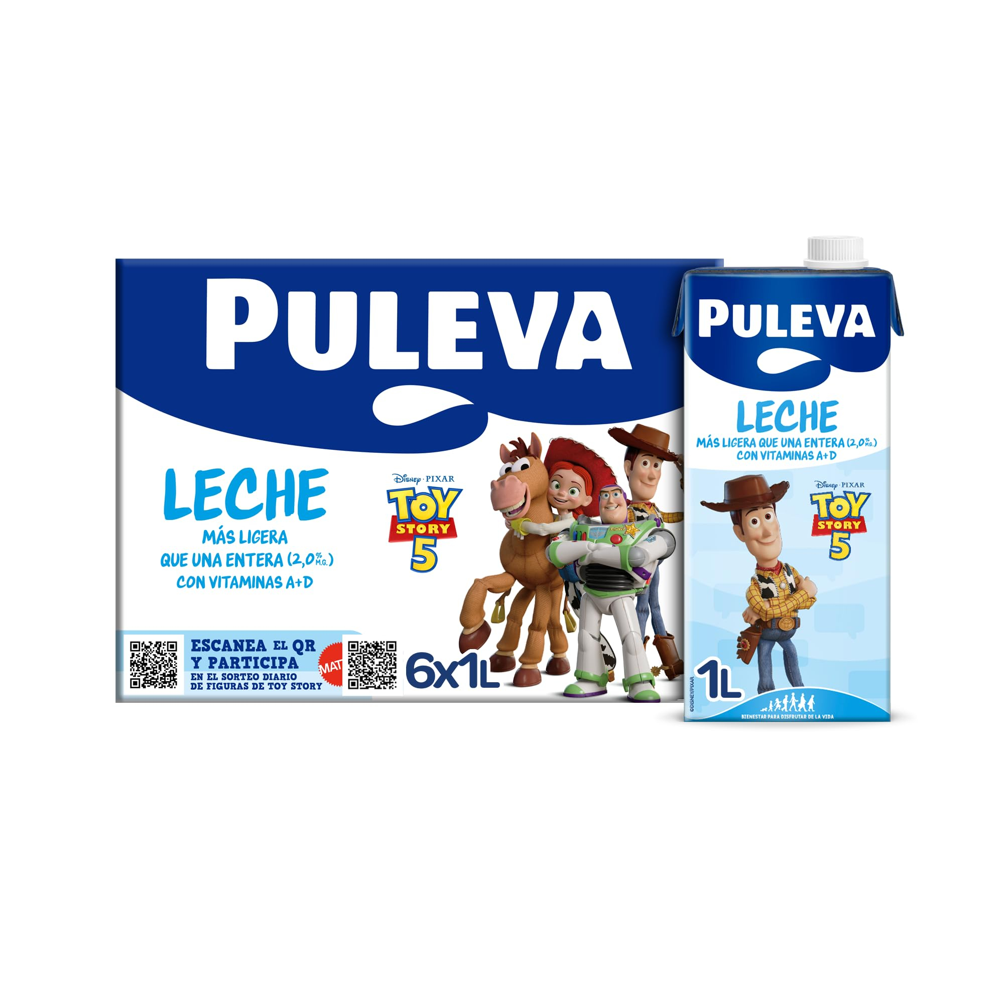 Puleva - Leche Entera con Vitaminas A + D, Fuente de Calcio, Sin Gluten, Sin Azúcar Añadido, Edición Especial - Pack 6x1L