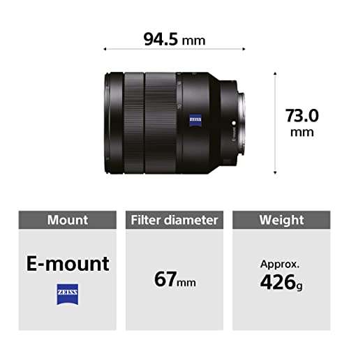 Sony SEL2470Z Vario-Tessar T* - Objetivo con montura E para Sony/Minolt, distancia focal FE 24-70 mm