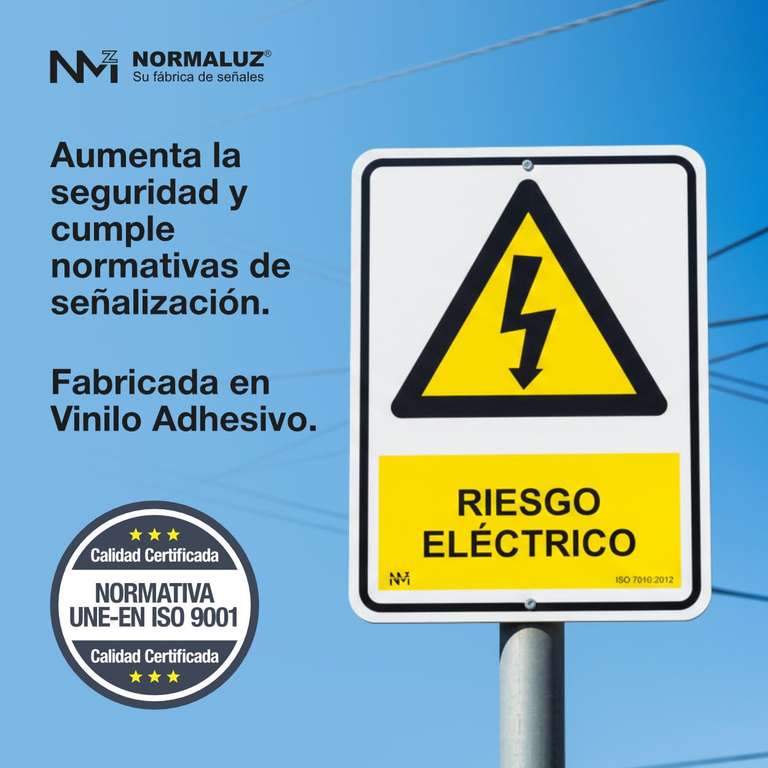 Normaluz RD39607 – Segnale adesivo, 10 pezzi, rischio elettrico, in vinile, giallo, 5 x 5 cm