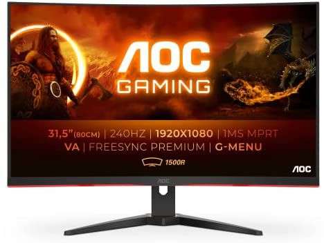 Monitor curvo gaming AOC de 32" Full HD, 240Hz, 1500R, 1ms