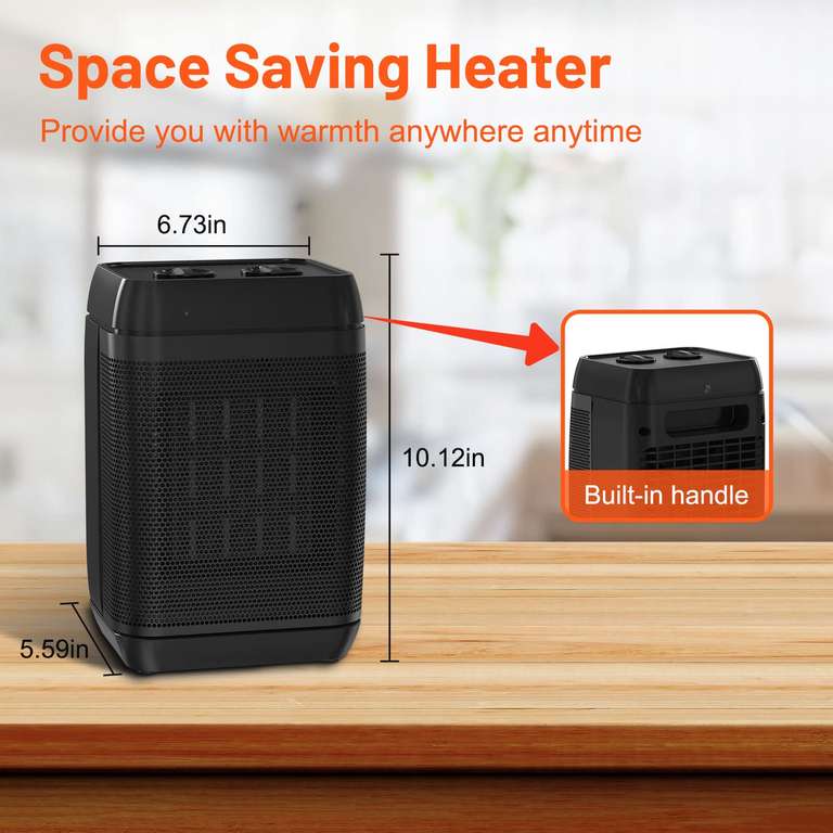 Calefactor Bajo Consumo, Buyounger 1500w mini calentador, 2 modos