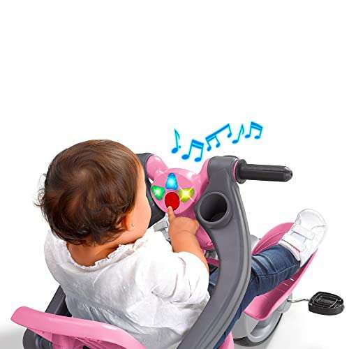 FEBER - Baby Plus Music Pink, Triciclo Rosa para niños y niñas de 9 Meses a 3 años