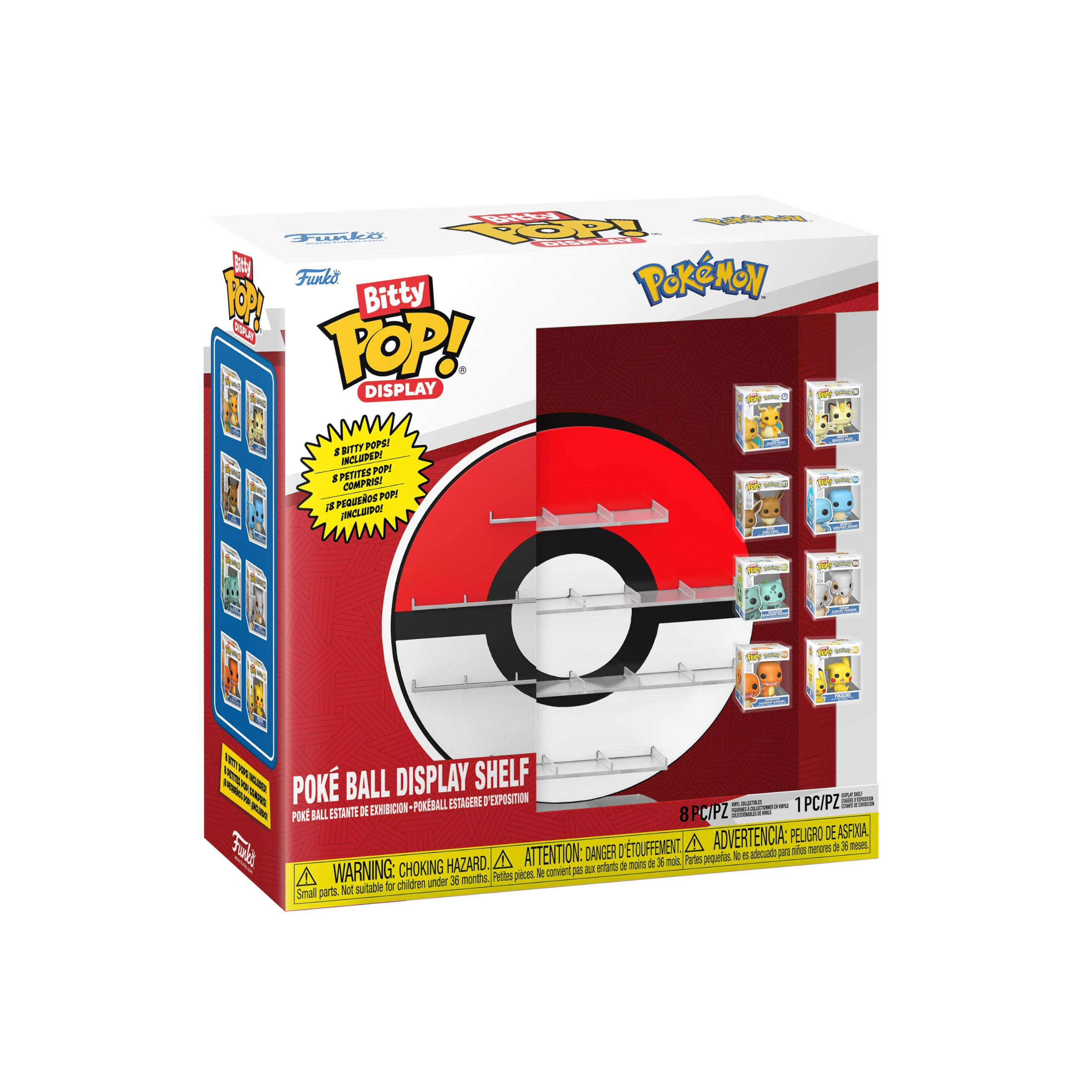 Expositor Funko Bitty Pop! Poké Ball Display Shelf + 8 Figuras Pokémon