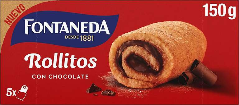 80 unidades Fontaneda Rollitos de Bizcocho con Crema de Chocolate 150g - (Pack de 16 x 5 unidades)
