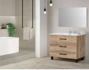 Conjunto mueble de baño y lavabo Aurora roble 80 cm solo 169€