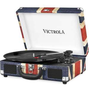 Victrola Suitcase, Tocadiscos Portátil Bluetooth 3 Velocidades, Uk Flag