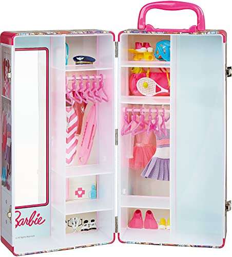 Theo Klein 5801 Armario de Barbie con percheros y estantes, juguetes para niños a partir de 3 años