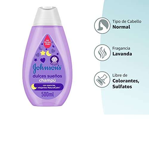 Johnson's Baby Dulces Sueños - Champú con Esencias Relajantes NaturalCalm, Lavanda y Manzanilla, 500 ml