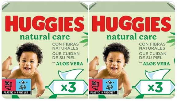 Pack 2 Huggies Natural Care Toallitas para Bebé - 6 x 56 unidades (336 Toallitas)