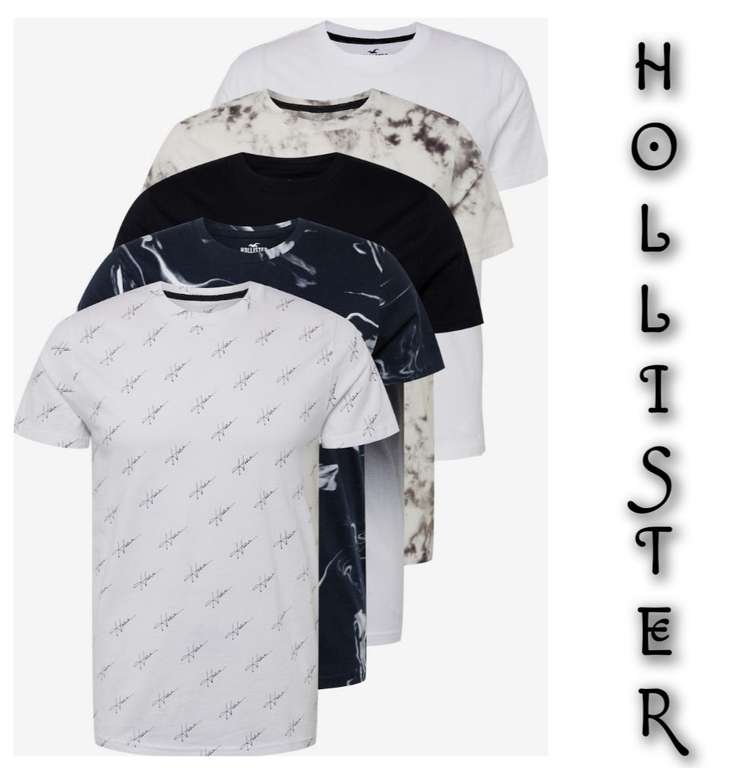 Pack de 5 Camisetas HOLLISTER en Beige, Navy, Negro, Blanco (6.39€/camiseta)