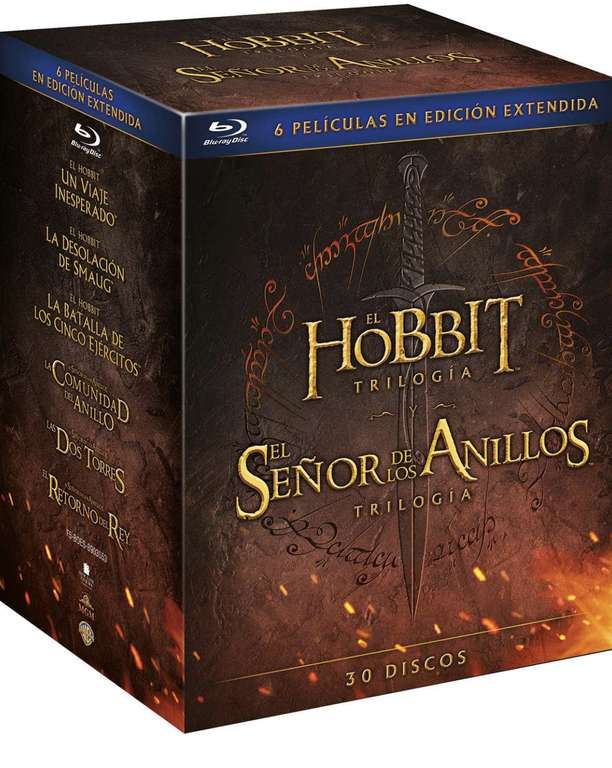 El Hobbit Trilogía - El Señor de los Anillos Trilogía [30 discos] [Blu-ray]
