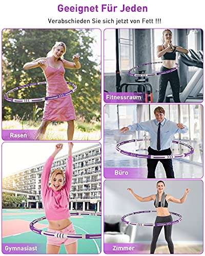 Hula Hoop - Aro de fitness para adultos,prémium, estable, 8 segmentos llenos, peso de 1,2 a 3 kg, Hullahub con manta de hielo
