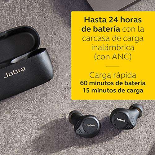 Jabra Elite 75t, Carga inalámbrica Auriculares Bluetooth con Cancelación Activa de Ruido y batería de larga duración