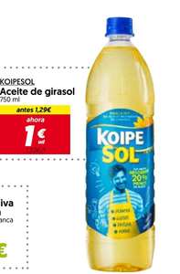 Aceite girasol Koipe Sol 750ml a 1€. El litro sale a 1,33€